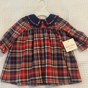 Sophie & Lucas Red and Navy Plaid Dress - 6M